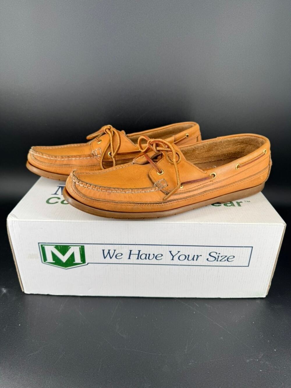 Life Outdoors Mason Shoe Mens 13 AA Tan Leather Boat Deck Shoes Moc Toe Vintage